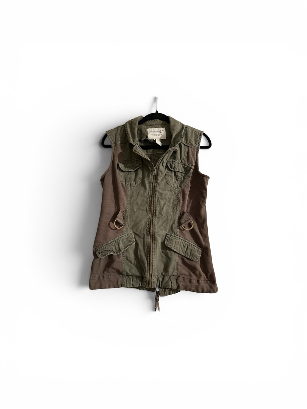 American Rag Utility Zip-Front Women's Vest - Olive & Brown